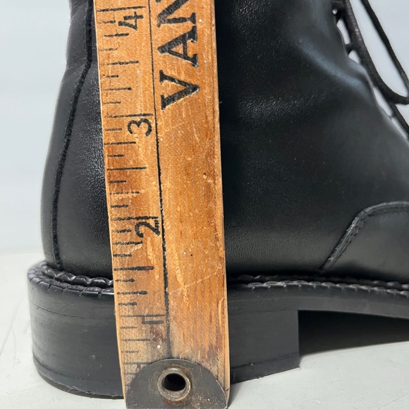 VINCE Cabria Genuine Leather Moto Combat Zip/Lace Up Boots Black - Picture 12 of 16